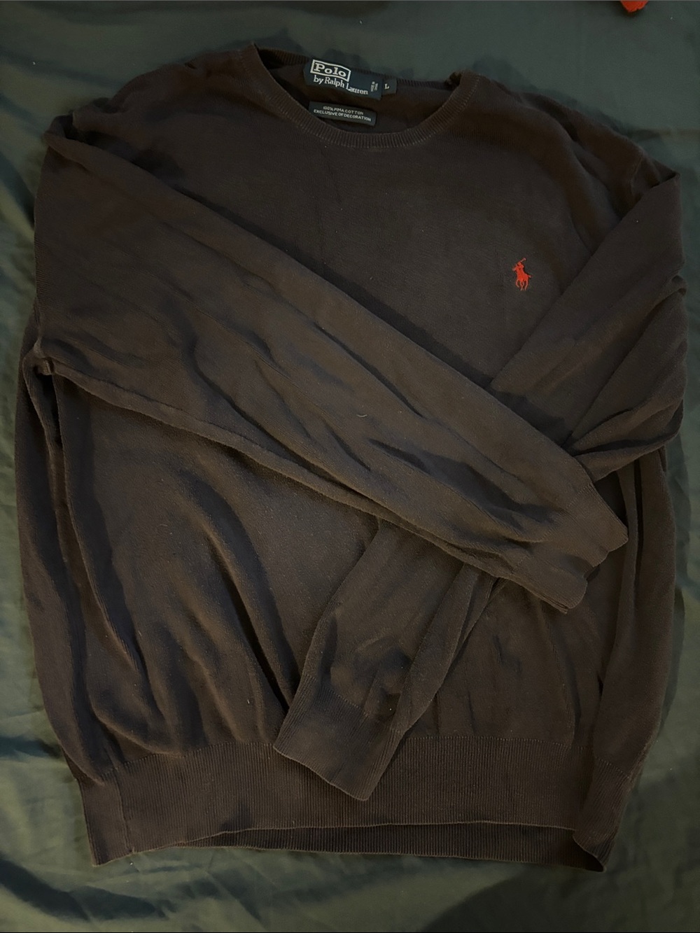Polo by Ralph Lauren Brown Crewneck Sweater with Red Pony